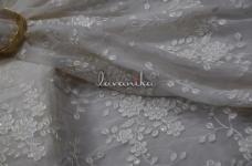 120 Grams Thread and Transparent Sequins Floral Embroidery on Dyeable Viscose Georgette Fabric 44inch